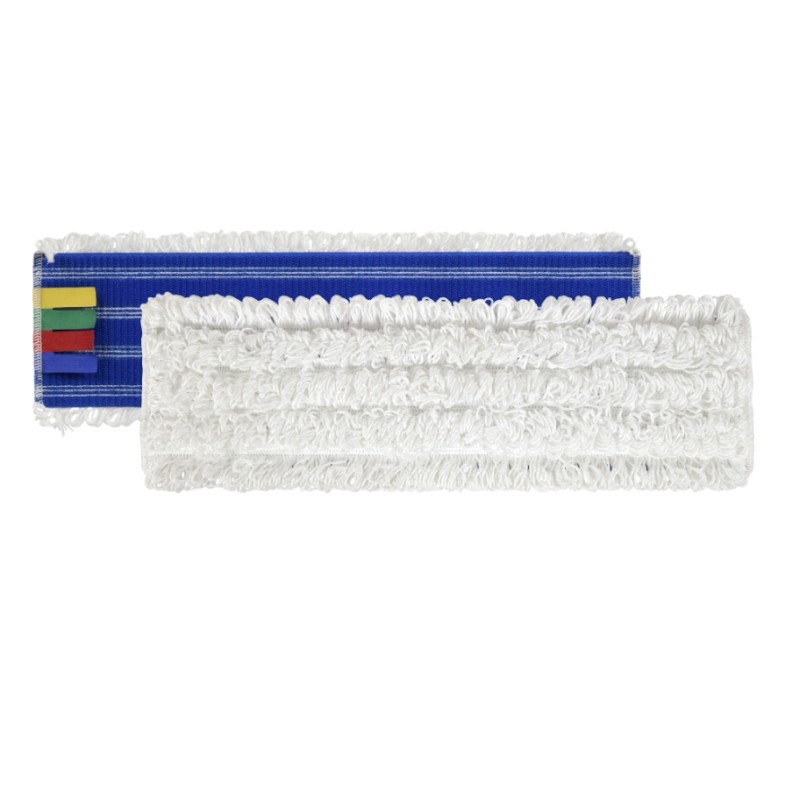 Mop Frange - Klittenbandsysteem - Microriccio - 40 cm - Wit met blauwe achterkant